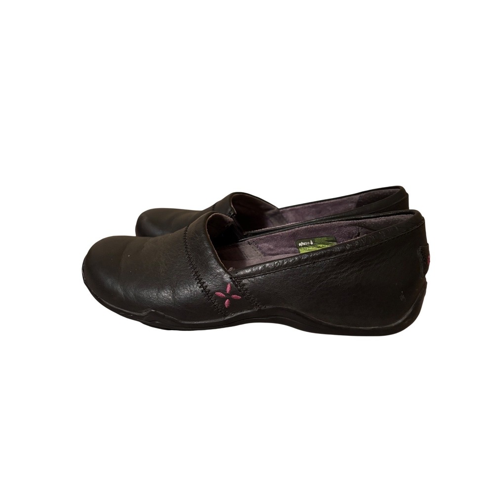Ahnu 6.5 Black Leather Slip On Comfort Shoes Womens Casual Walking Recovery Walk
